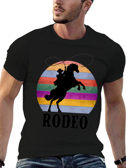Retro Rodeo T-Shirt - Cowboy & Horse Silhouette