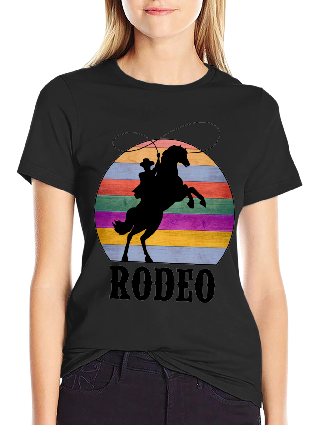 Retro Rodeo T-Shirt - Cowboy & Horse Silhouette