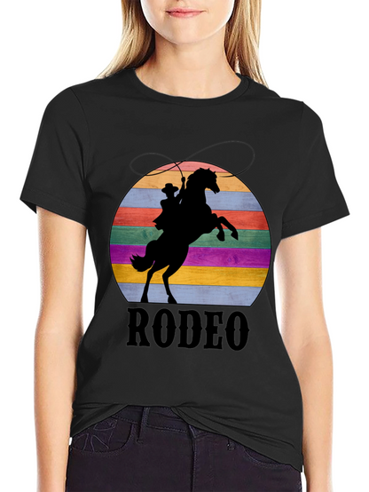 Retro Rodeo T-Shirt - Cowboy & Horse Silhouette