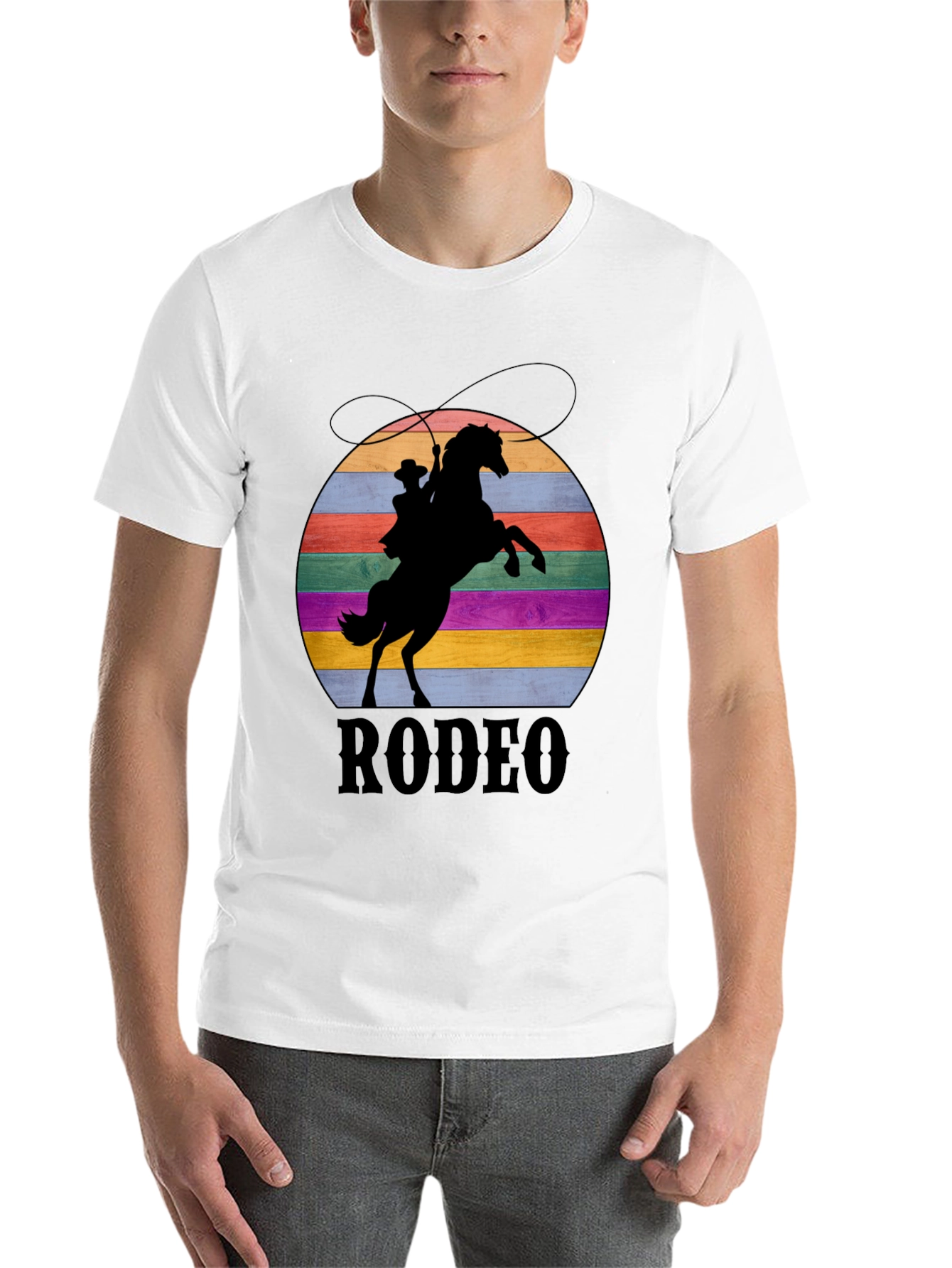 Retro Rodeo T-Shirt - Cowboy & Horse Silhouette