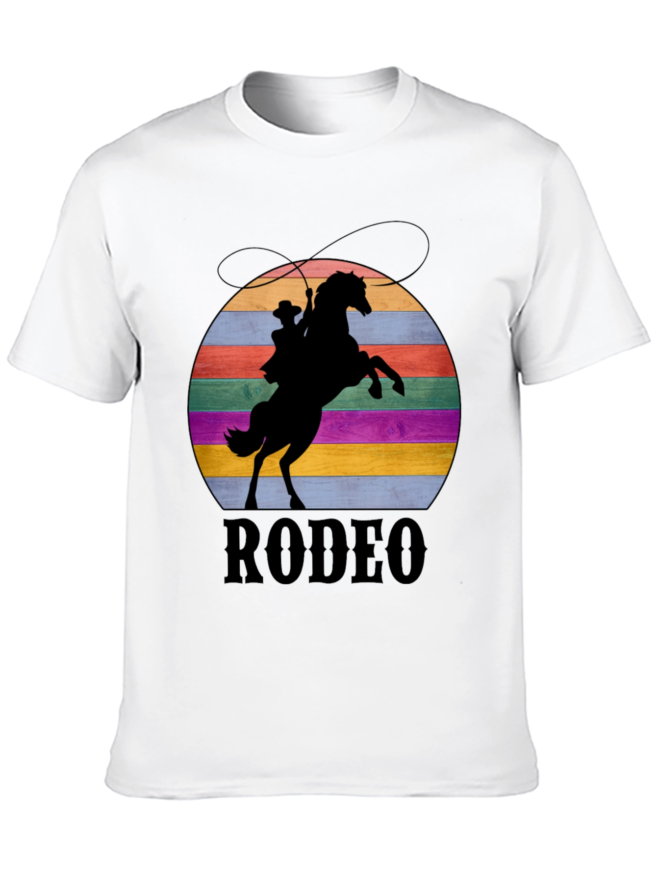 Retro Rodeo T-Shirt - Cowboy & Horse Silhouette