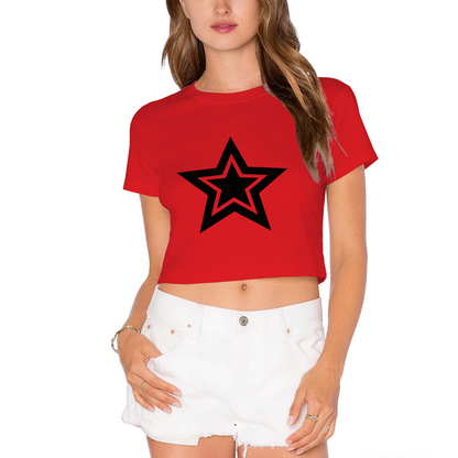 Double Layer Star Aesthetic Grey Crop Top