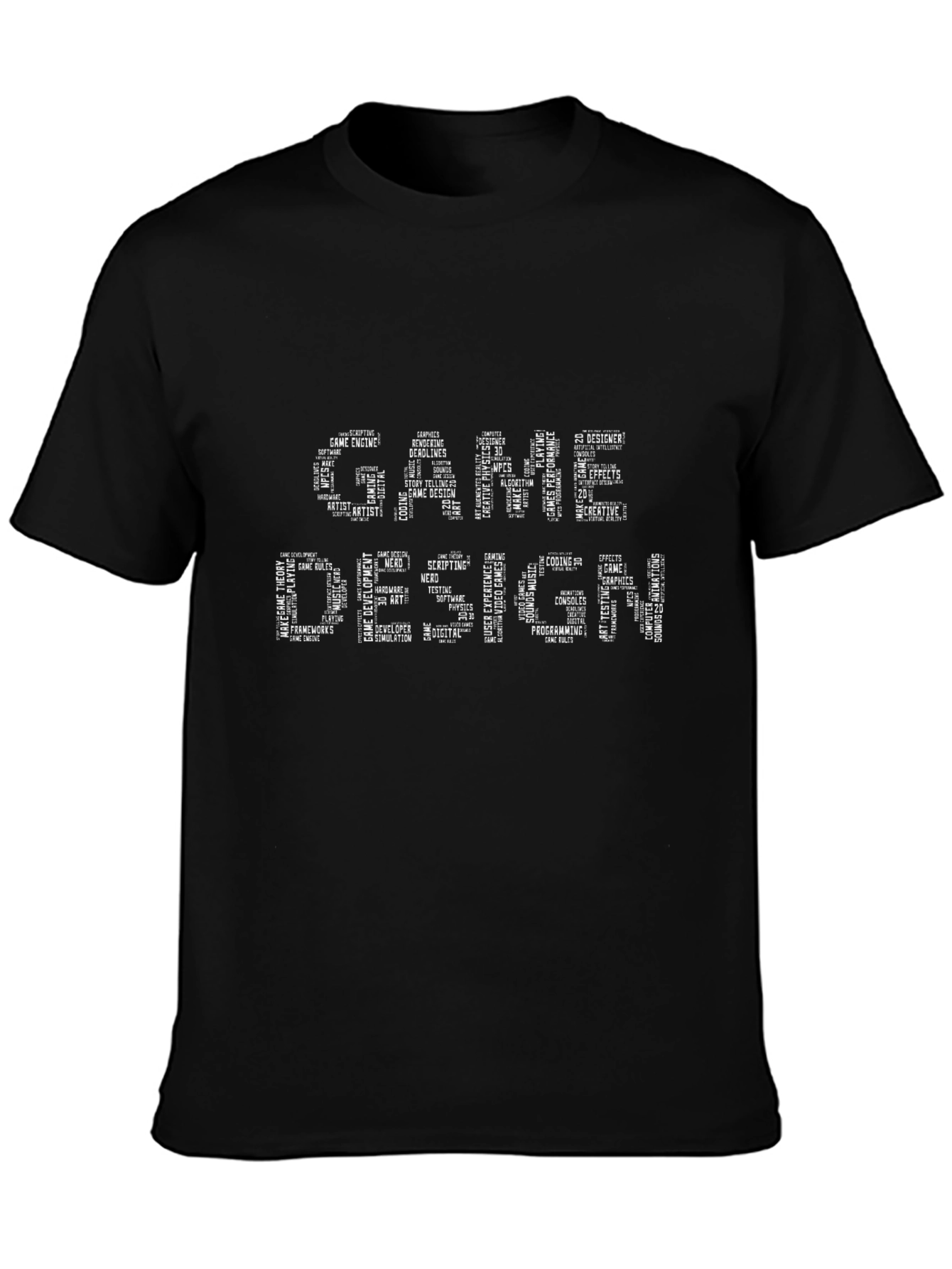 Game Design Word Art Black T-Shirt