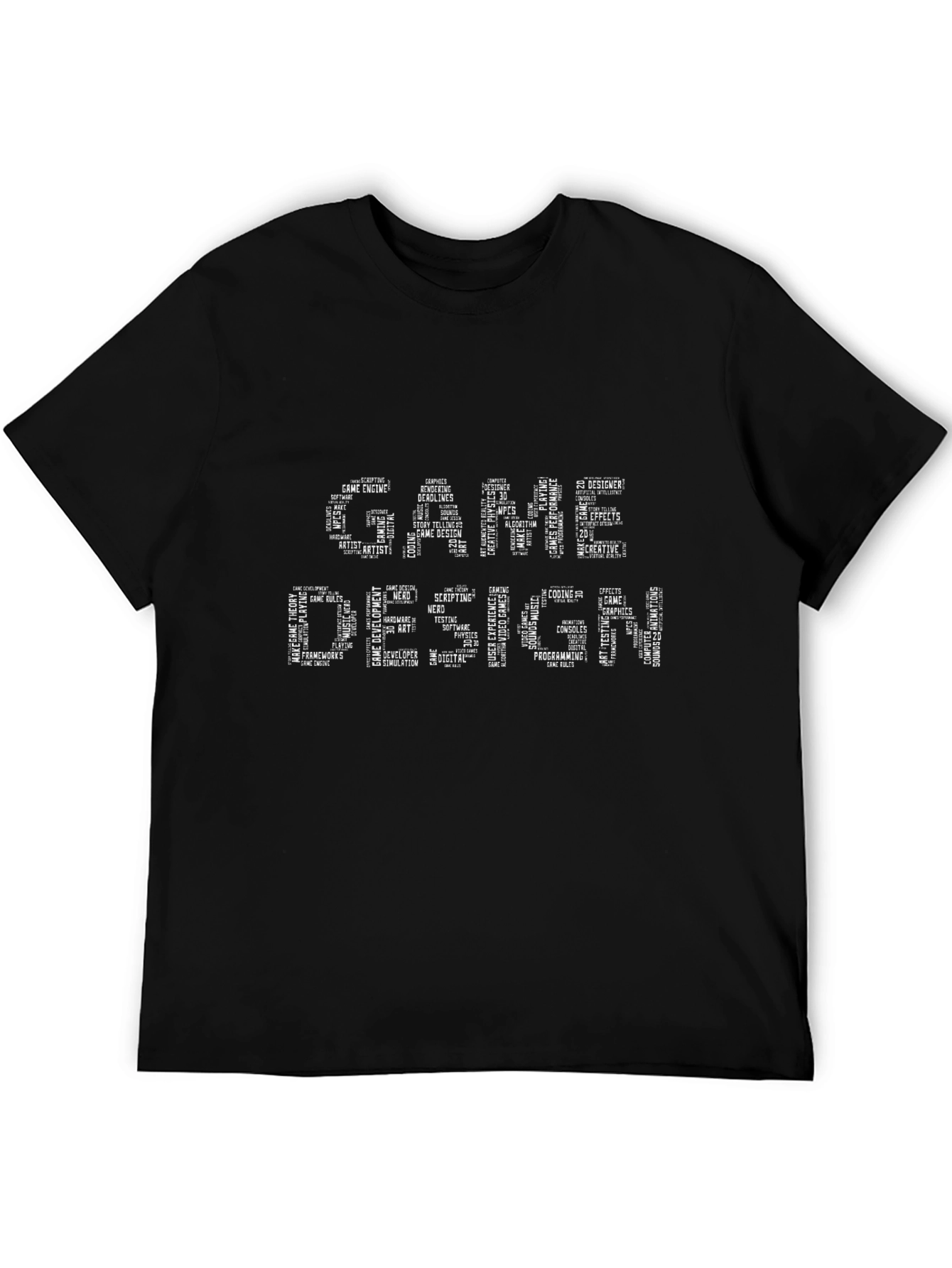 Game Design Word Art Black T-Shirt