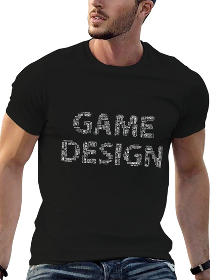 Game Design Word Art Black T-Shirt
