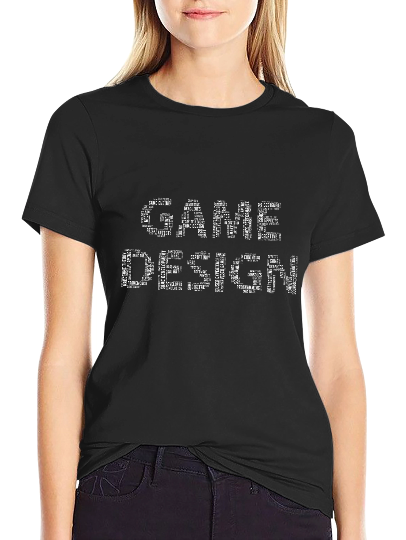 Game Design Word Art Black T-Shirt