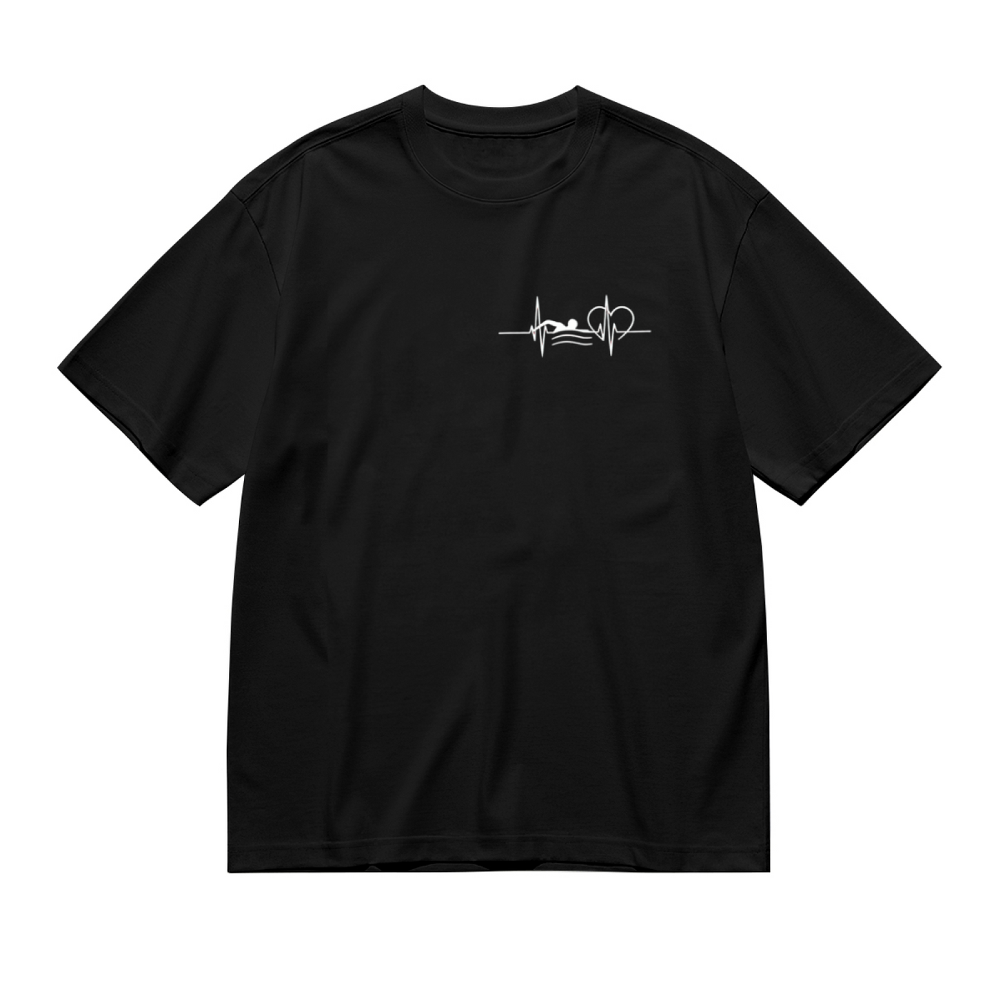 Swimming Lover Heartbeat Minimal Black Plus Size T-Shirt