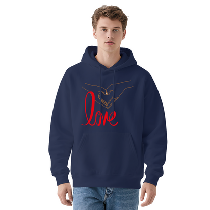 Minimal Hand Heart Love Art Hoodie, Romantic Cozy Unisex Sweatshirt
