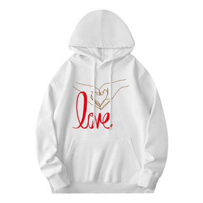 Minimal Hand Heart Love Art Hoodie, Romantic Cozy Unisex Sweatshirt