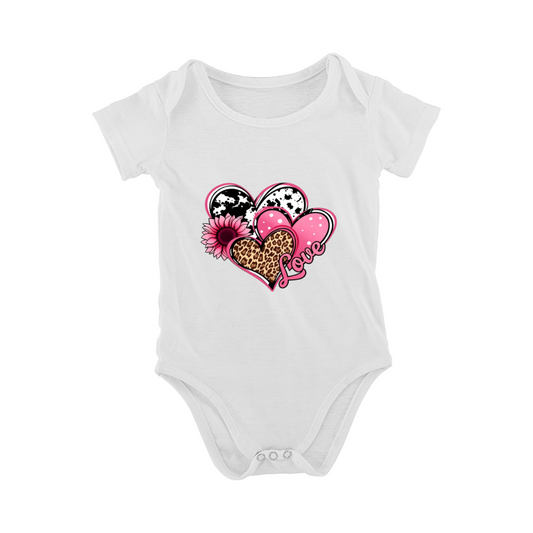 Western Leopard Cow Print Heart Sunflower Girl Bodysuit