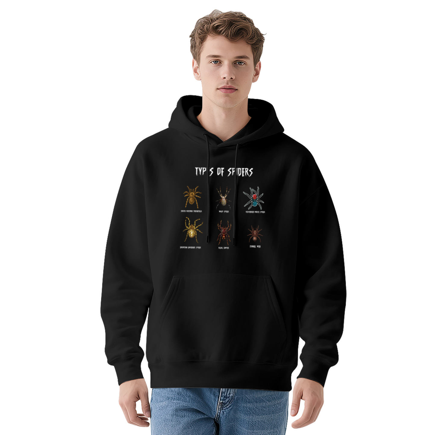 Types Of Spiders Bug Lover Soft Red Hoodie, Casual Comfort Pullover