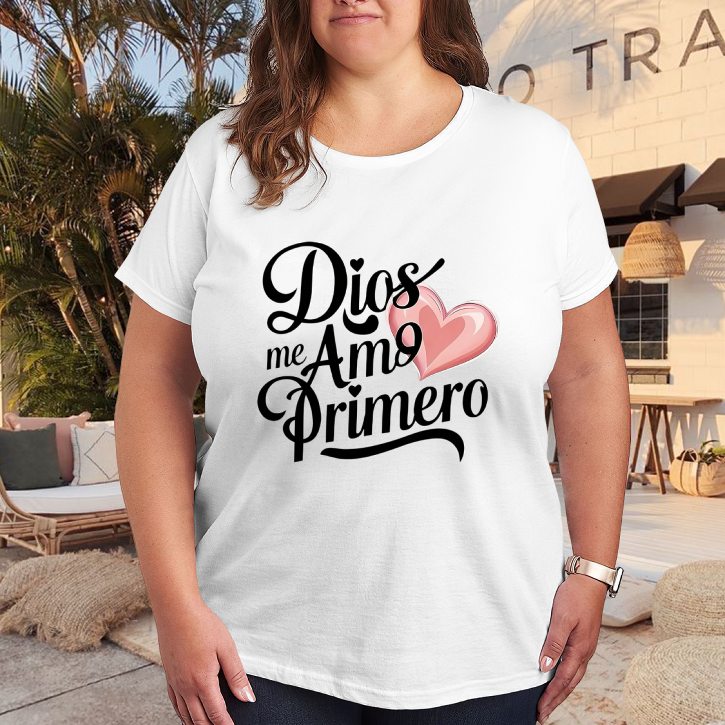 Dios Me Amo Primero Spanish Love Heart Faith Plus Size Women¡¯s Printed T-Shirt
