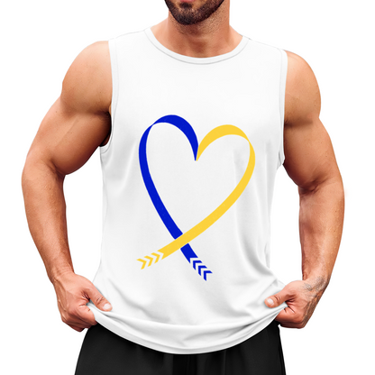 Blue Yellow Ribbon Heart Support Awareness Men Tank Top