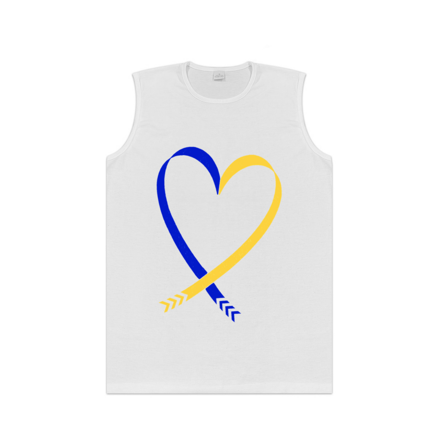 Blue Yellow Ribbon Heart Support Awareness Men Tank Top