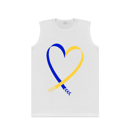 Blue Yellow Ribbon Heart Support Awareness Men Tank Top