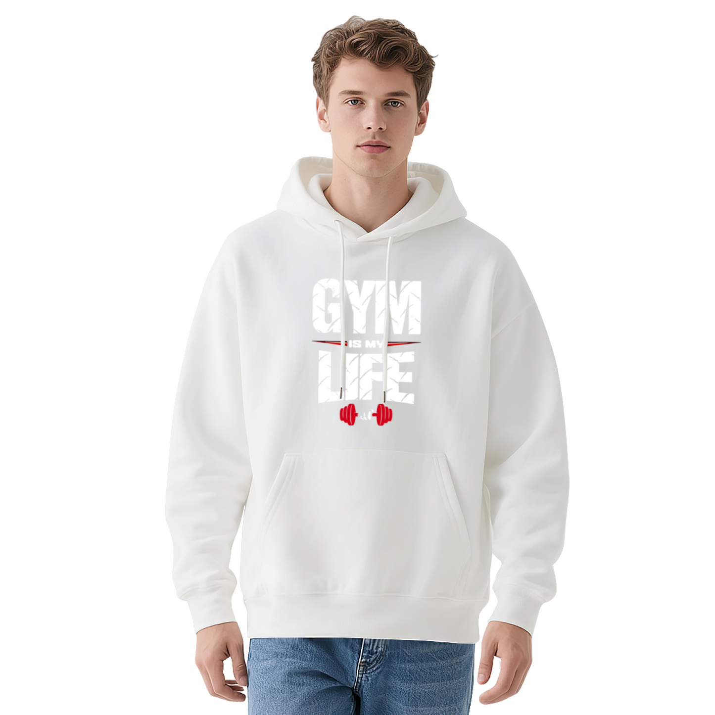 Gym Is My Life Dumbbell Navy Hoodie, Fitness Lover Ultra Soft Sweatshirt