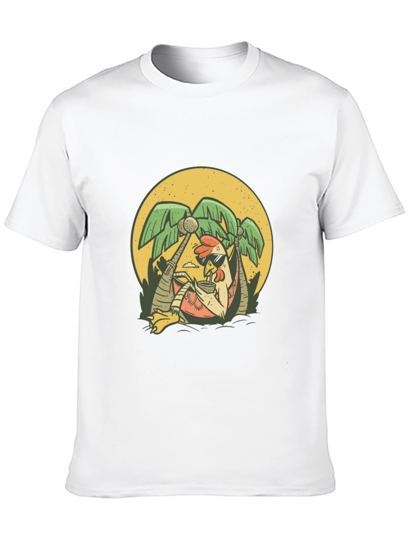 Cool Chicken Palm Tree Graphic Tee - Black