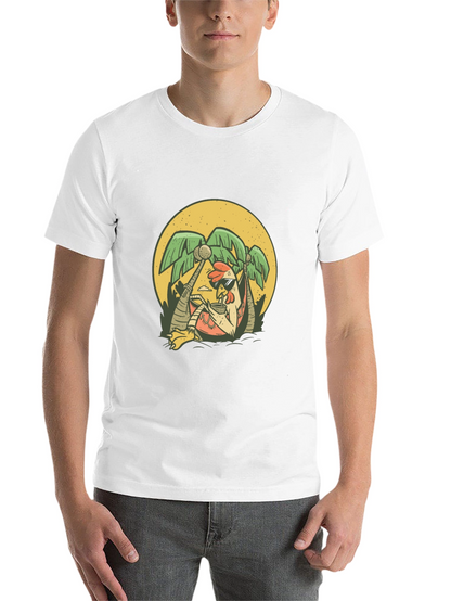 Cool Chicken Palm Tree Graphic Tee - Black