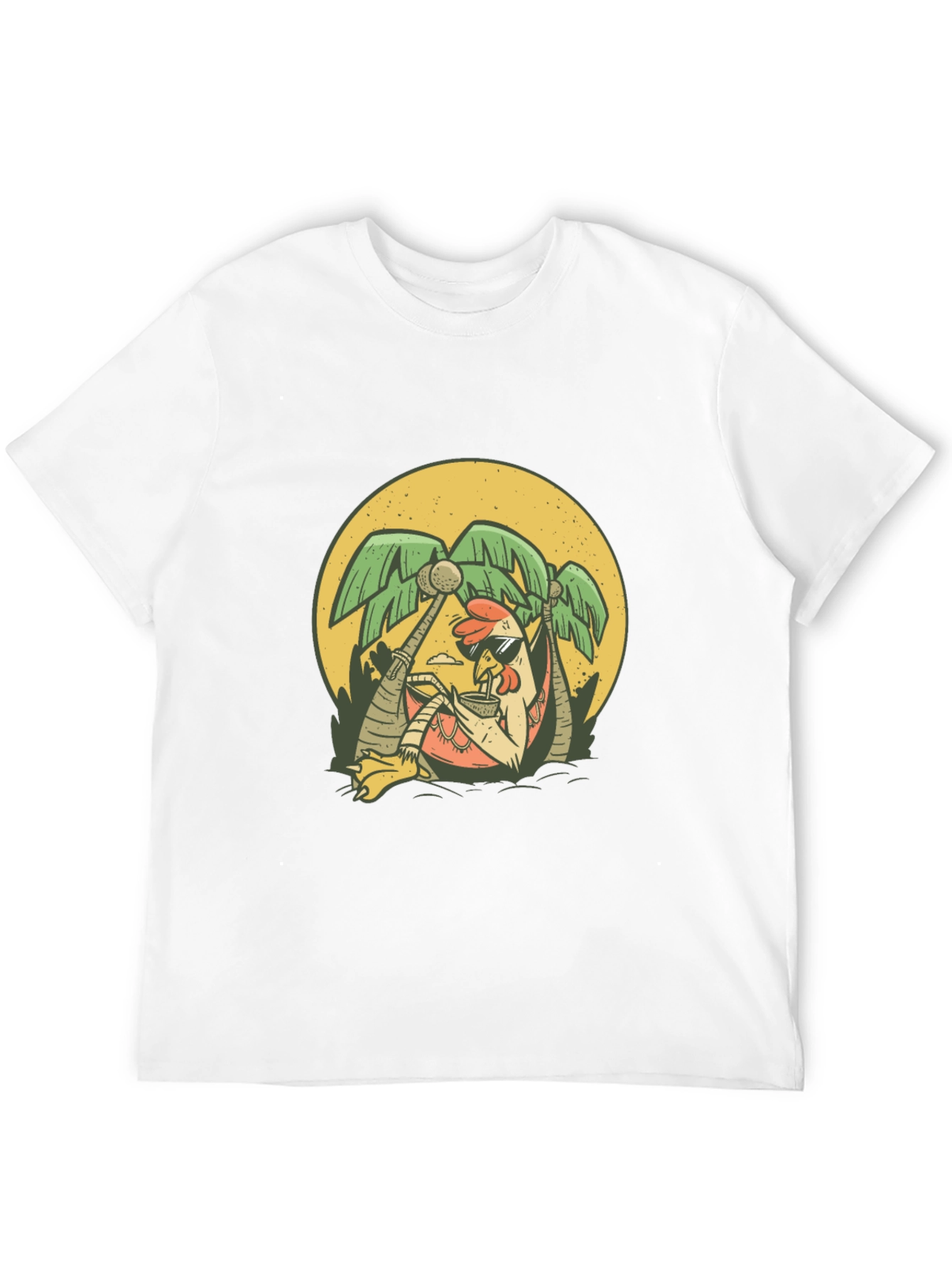 Cool Chicken Palm Tree Graphic Tee - Black