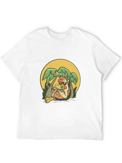 Cool Chicken Palm Tree Graphic Tee - Black