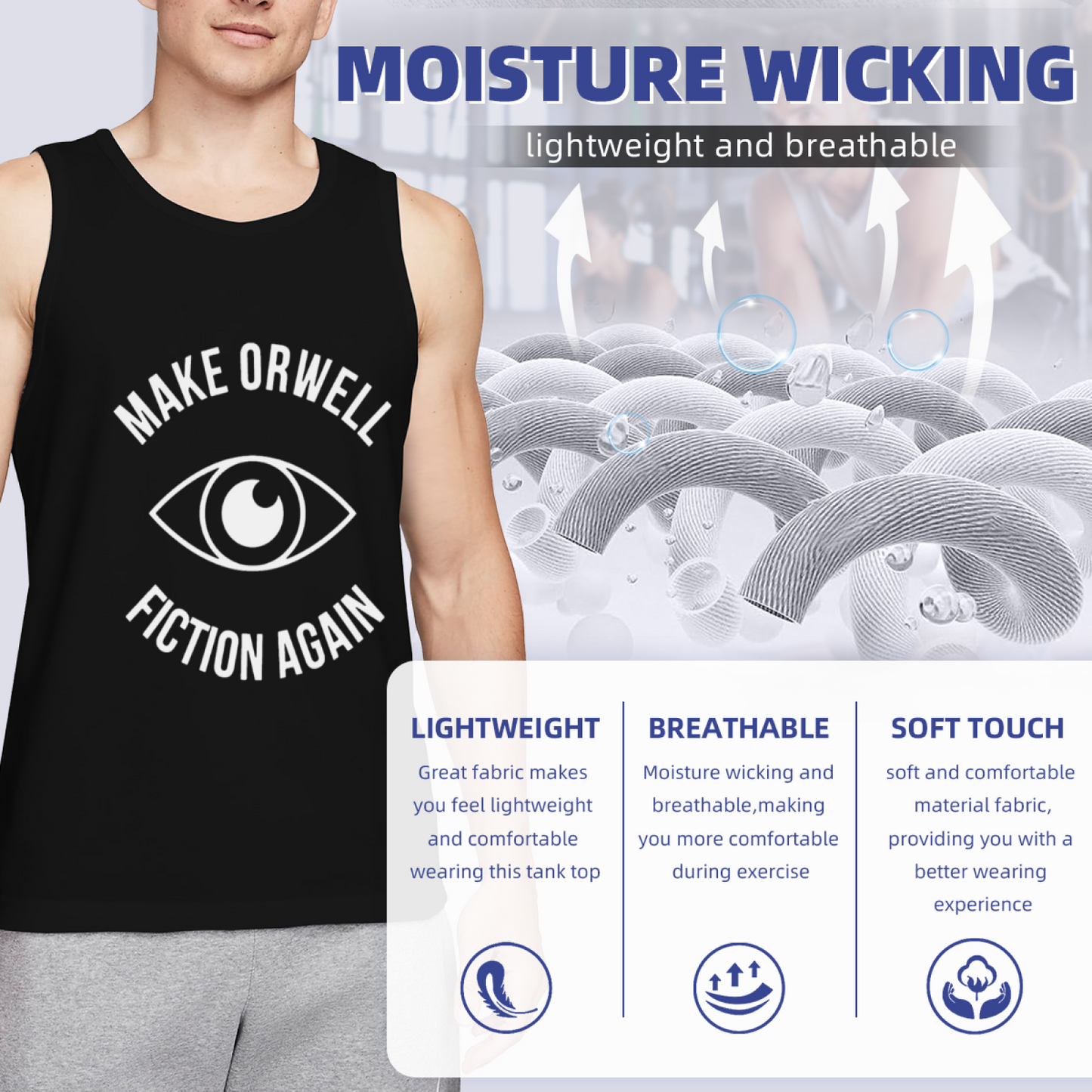 Make Orwell Fiction Again Retro Eye Graphic Tank Top