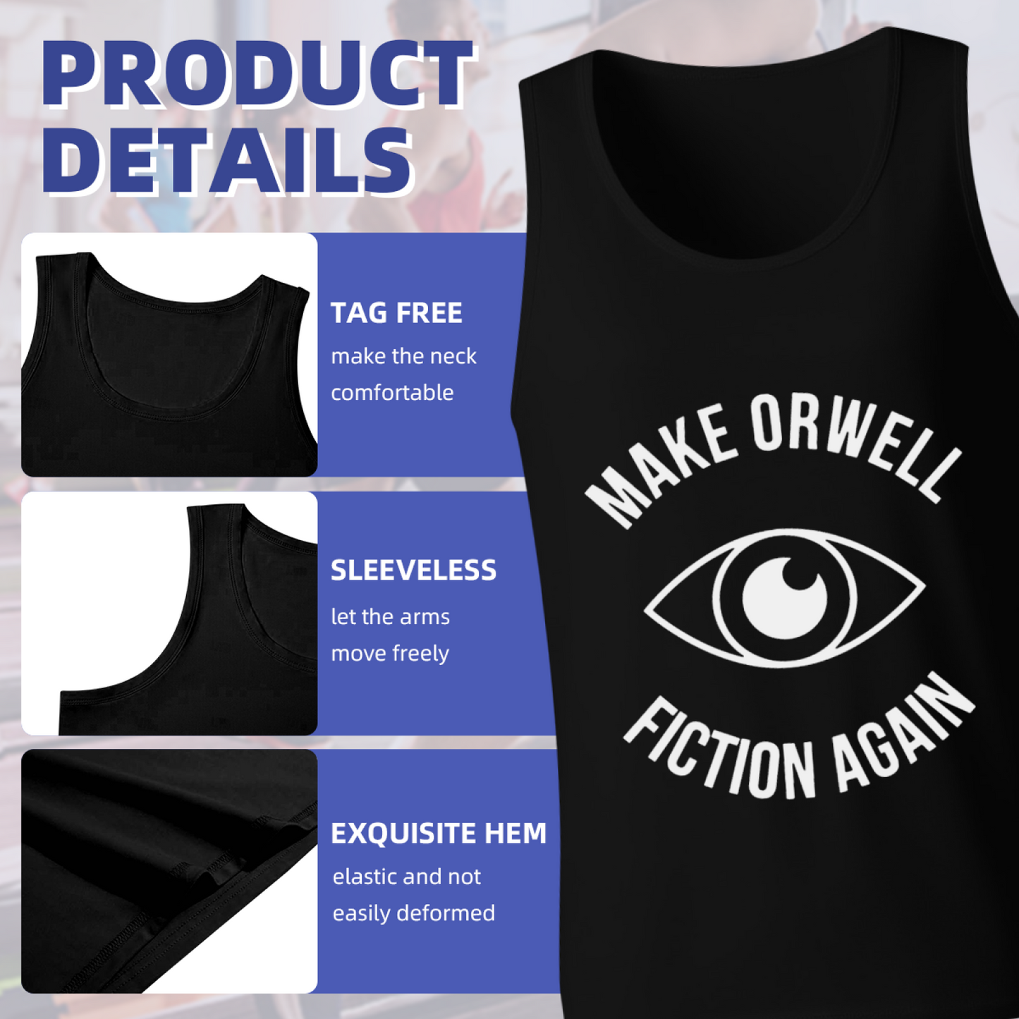 Make Orwell Fiction Again Retro Eye Graphic Tank Top