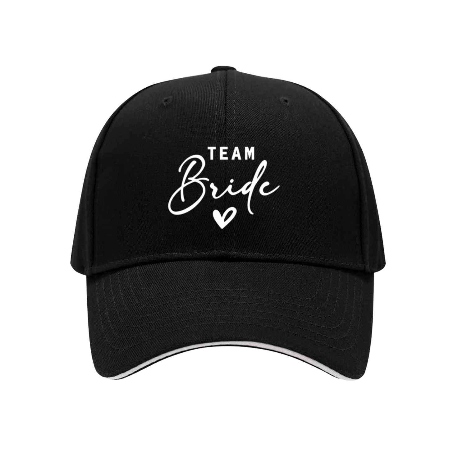 Team Bride Handwriting Heart Navy Sandwich Brim Baseball Cap, Bachelorette Party Hat