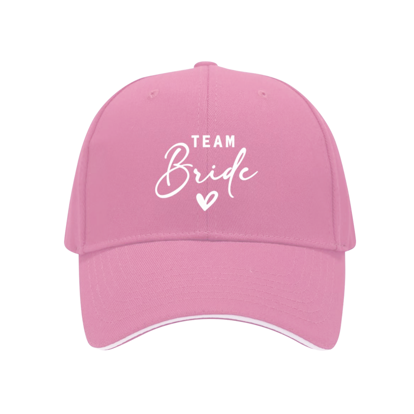 Team Bride Handwriting Heart Navy Sandwich Brim Baseball Cap, Bachelorette Party Hat