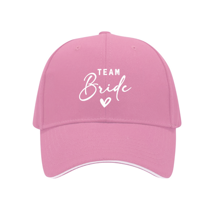 Team Bride Handwriting Heart Navy Sandwich Brim Baseball Cap, Bachelorette Party Hat