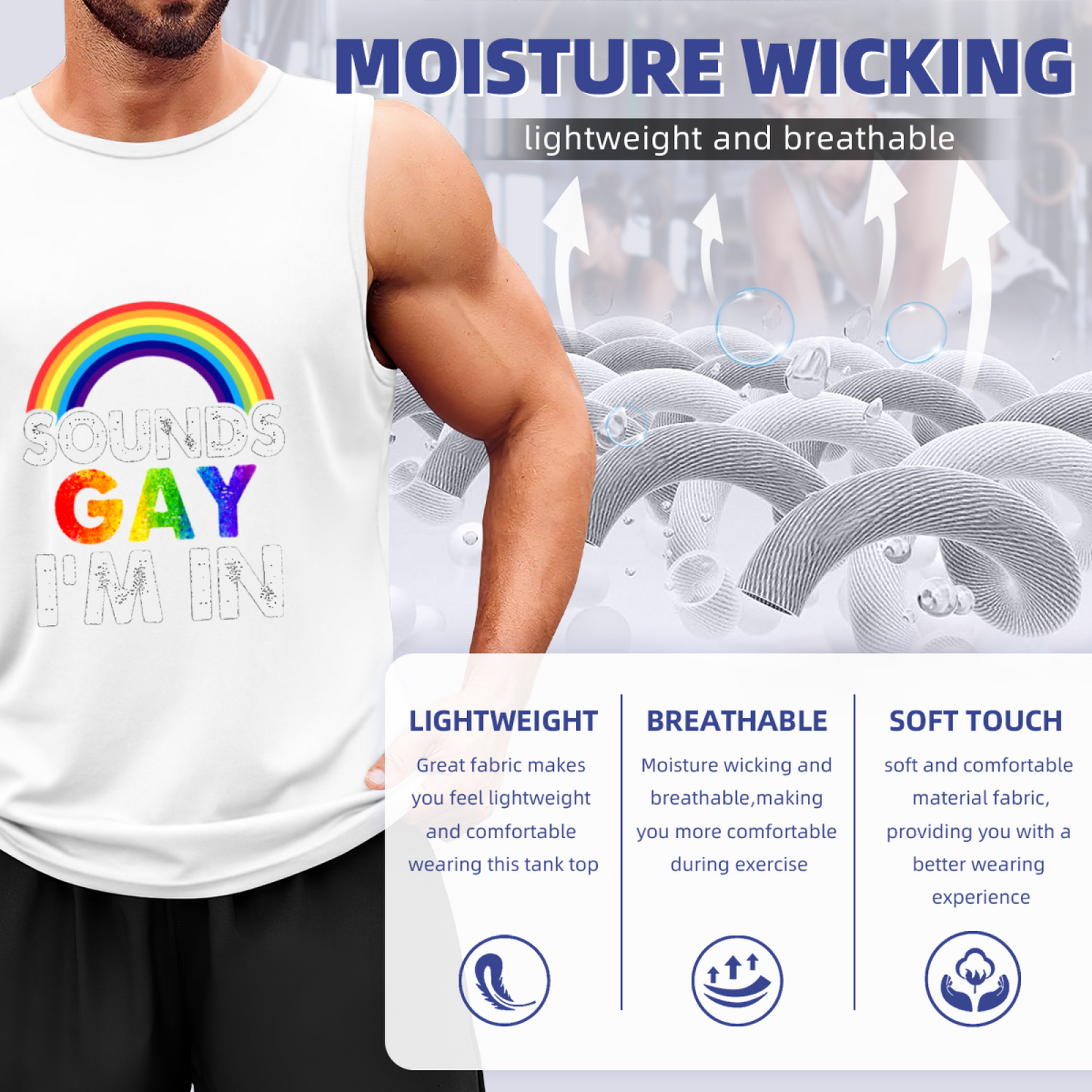 Rainbow Sounds Gay I'm In Pride LGBT Statement Tank Top