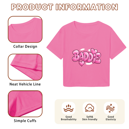 Bubble Graffiti Baddie Heart Hot Pink Y2K  Tee