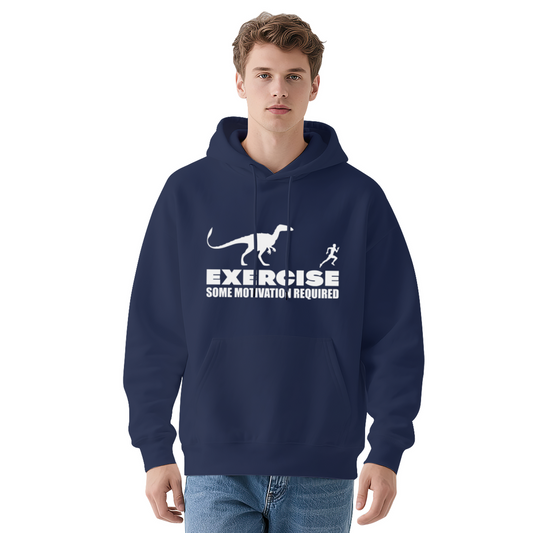 Exercise Dinosaur Runner Funny Navy Hoodie, Lazy Workout Lover Soft Pullover