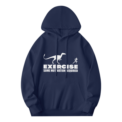 Exercise Dinosaur Runner Funny Navy Hoodie, Lazy Workout Lover Soft Pullover