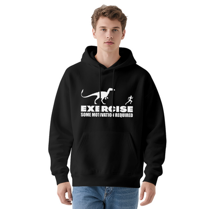 Exercise Dinosaur Runner Funny Navy Hoodie, Lazy Workout Lover Soft Pullover
