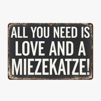 Cat Lover All You Need Retro Black Metal Sign