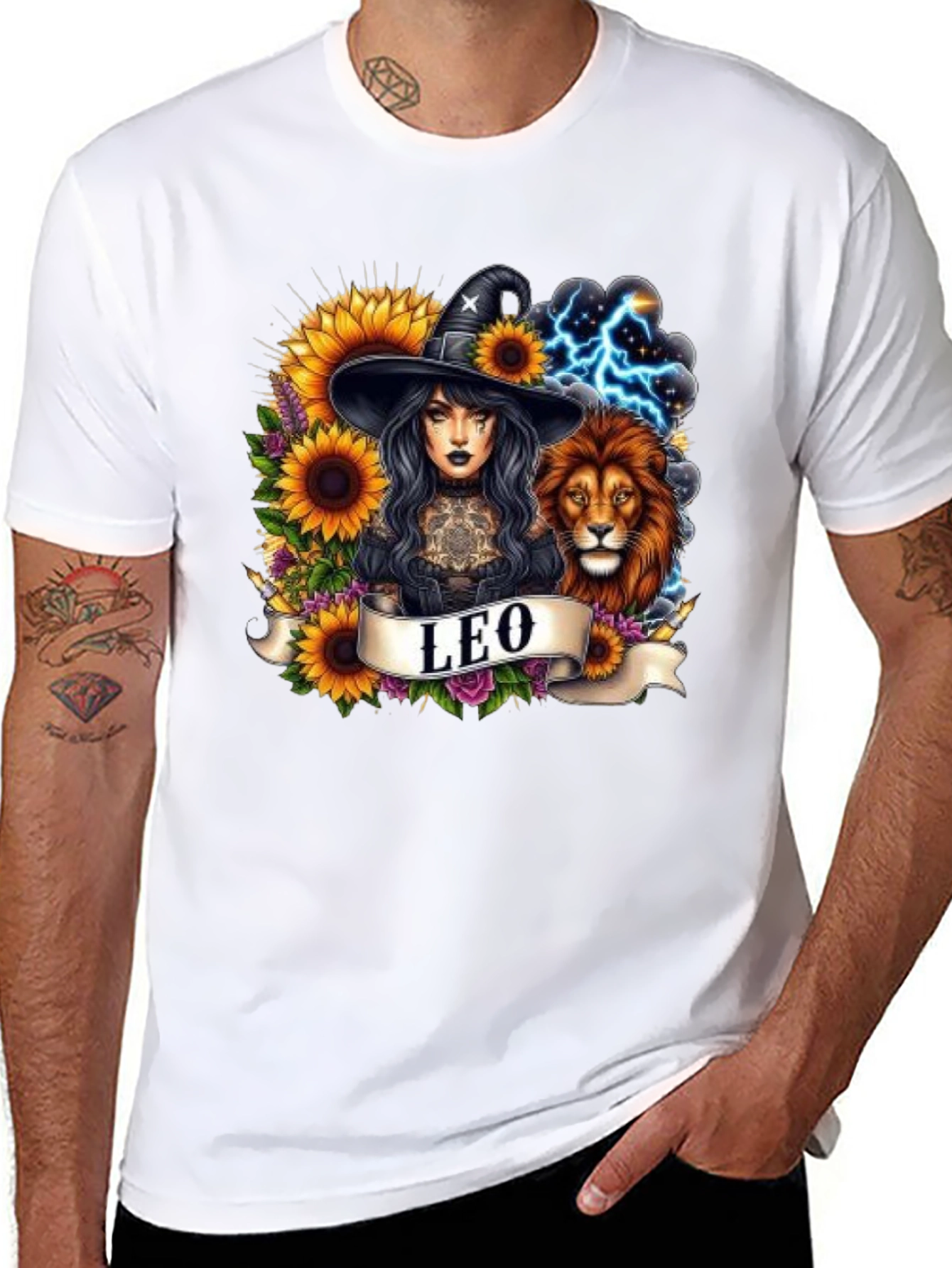 Leo Zodiac Witch & Lion T-Shirt