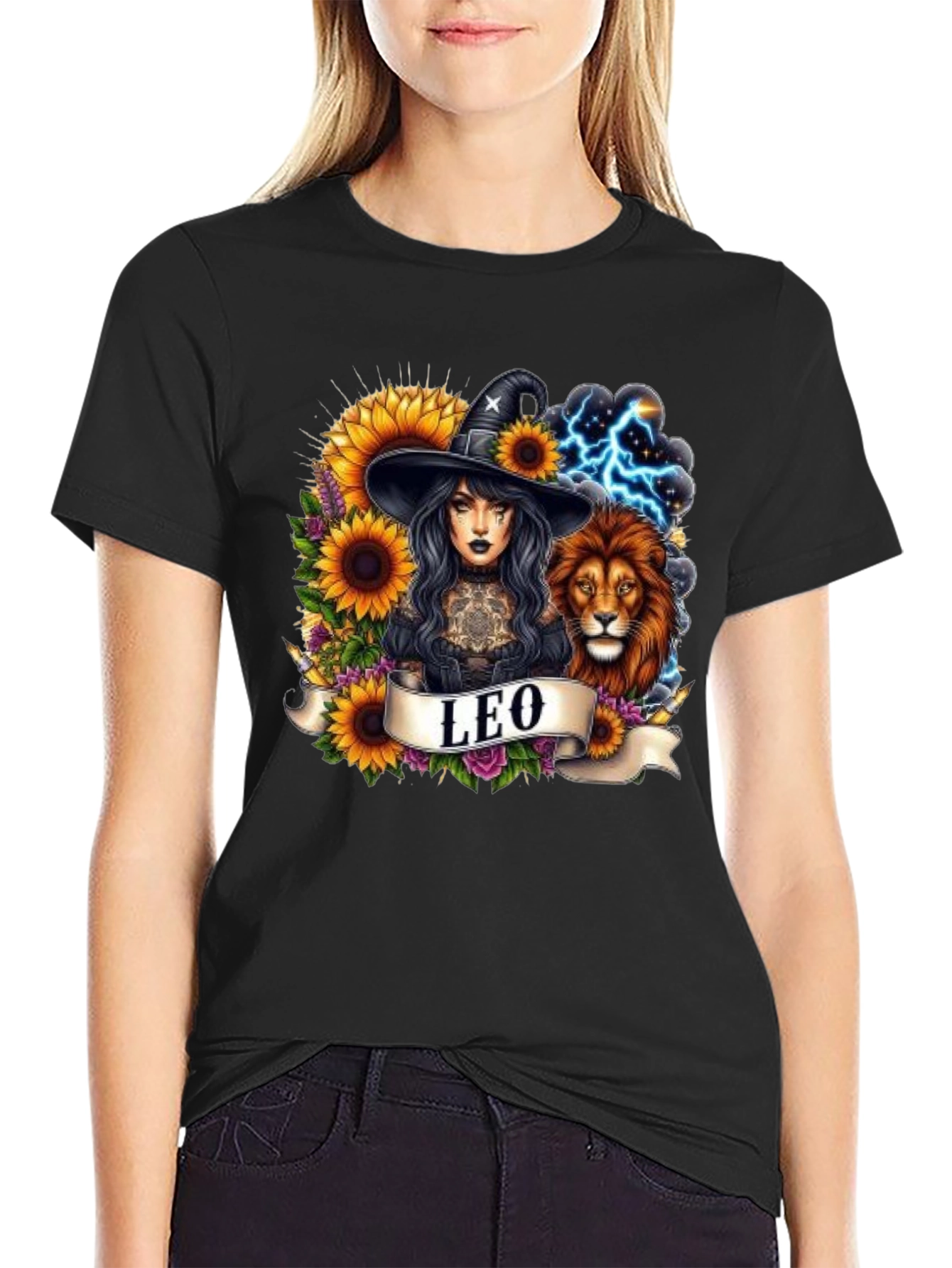 Leo Zodiac Witch & Lion T-Shirt