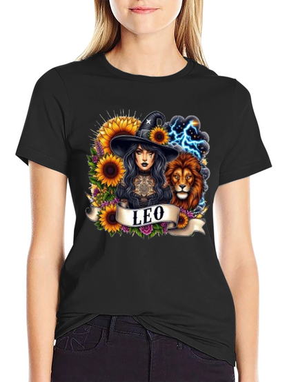 Leo Zodiac Witch & Lion T-Shirt