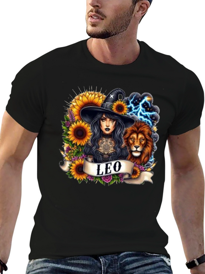 Leo Zodiac Witch & Lion T-Shirt