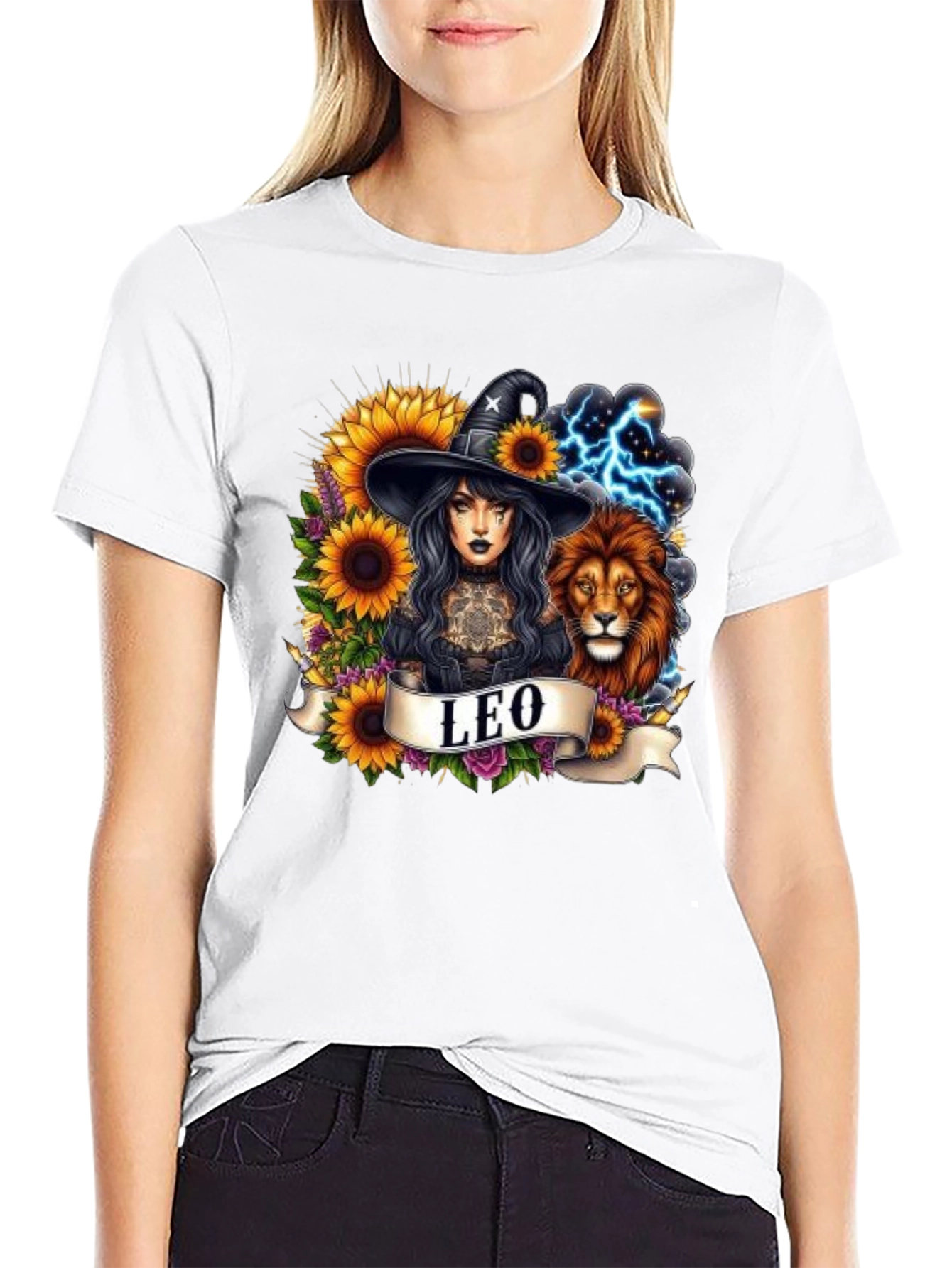 Leo Zodiac Witch & Lion T-Shirt