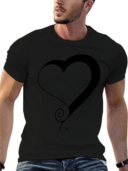 Modern Heart Graphic Tee - Stylish Black T-Shirt