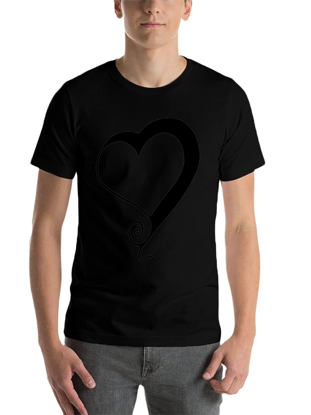 Modern Heart Graphic Tee - Stylish Black T-Shirt