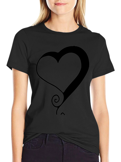 Modern Heart Graphic Tee - Stylish Black T-Shirt