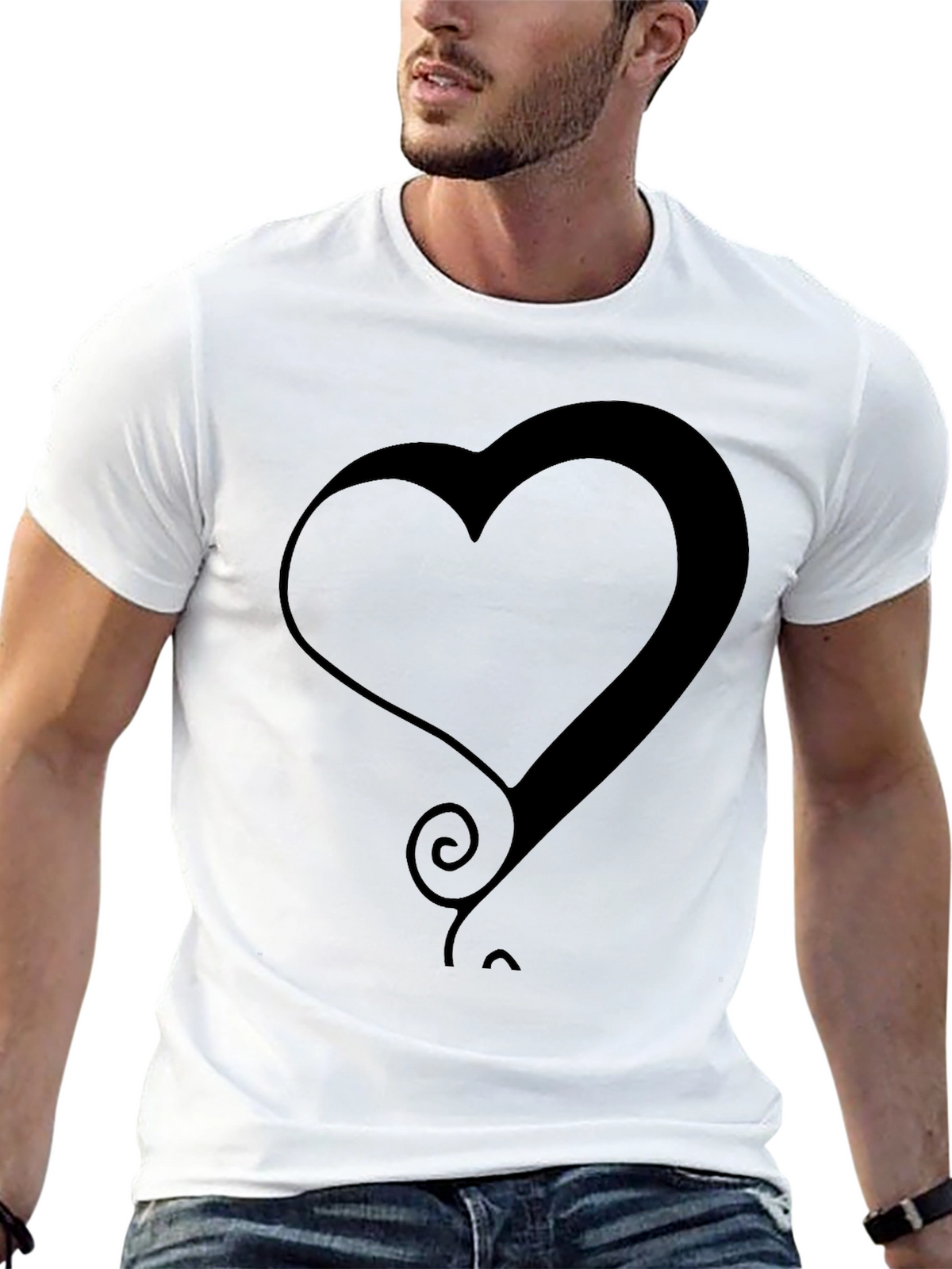 Modern Heart Graphic Tee - Stylish Black T-Shirt
