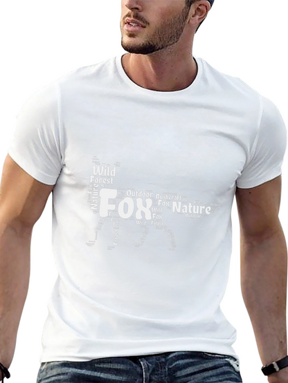 Fox Nature Word Art Graphic Black T-Shirt