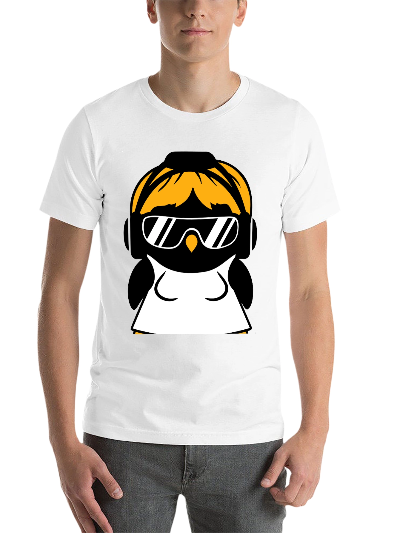 Cool Penguin Graphic Tee - Black Cotton Blend