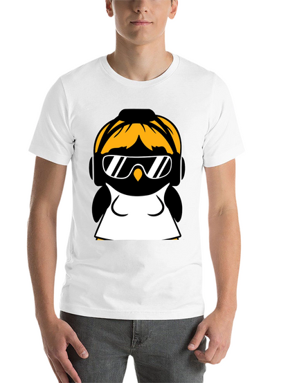 Cool Penguin Graphic Tee - Black Cotton Blend