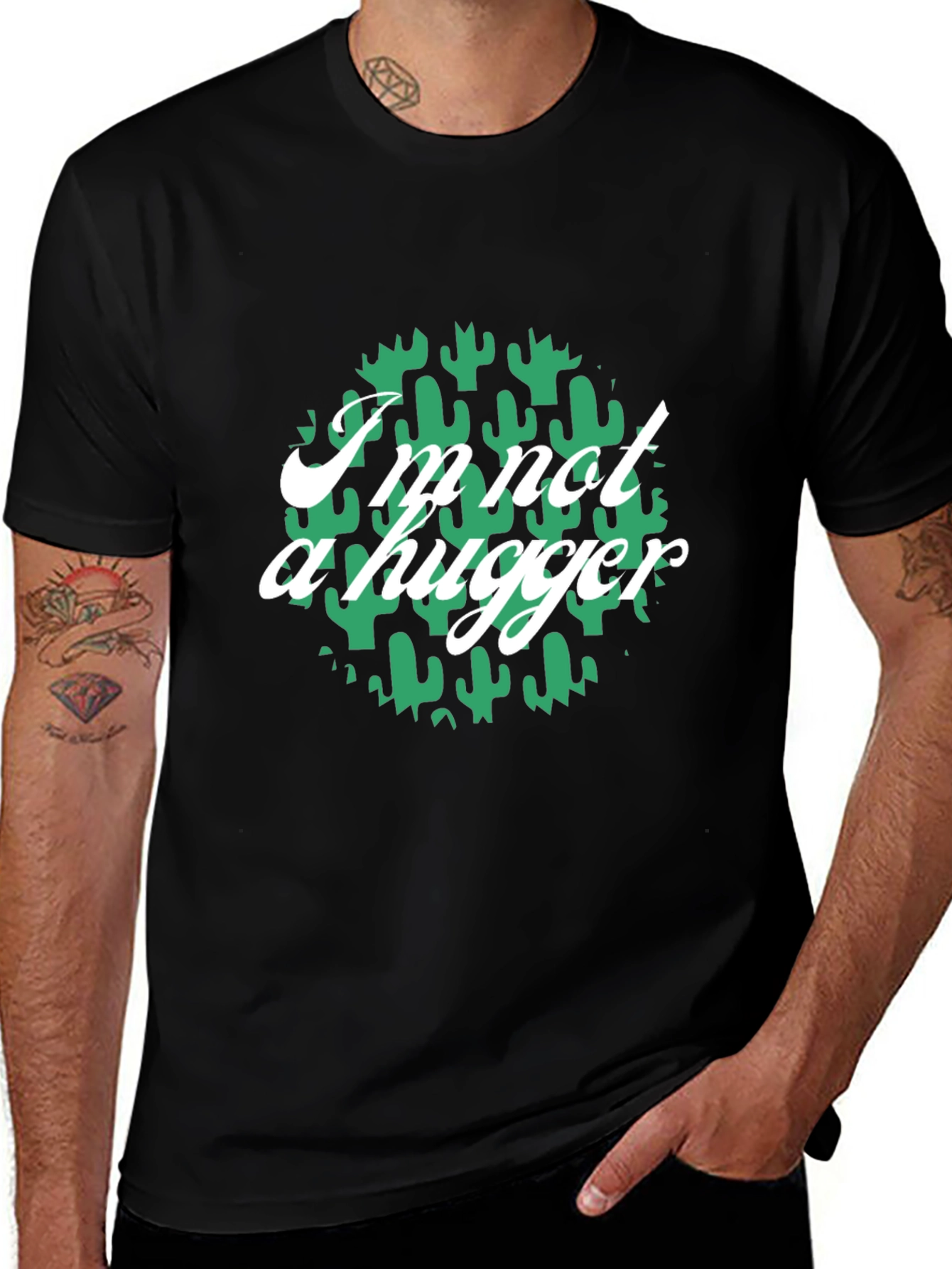 Im Not A Hugger Cactus Graphic T-Shirt