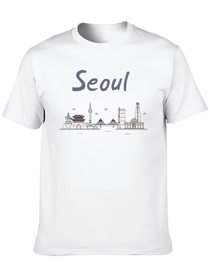 Seoul Skyline Black T-Shirt - Cityscape Tee