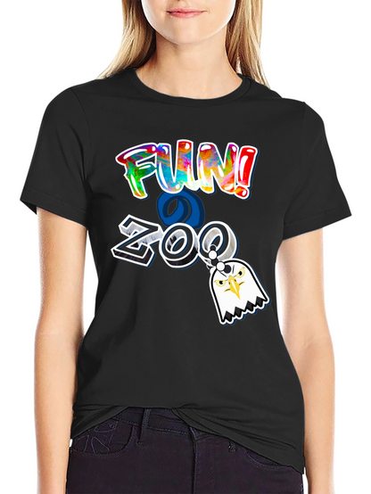 Fun at the Zoo Black T-Shirt with Eagle Charm